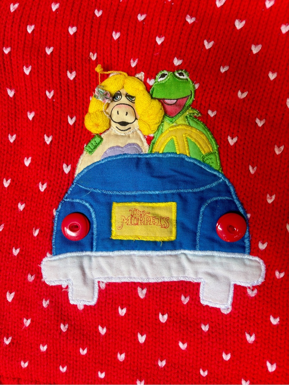 Vintage Kids The Muppets (Kermit + Miss Piggy) Sweater, Size 6/7